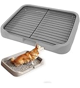Dog Potty Tray, Indoor Mesh Dog Litter Box, Toilet Pee Pad Holder Puppy Training Tray, Removable ...