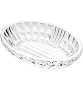 Iyulania Clear Glass Soap Dish, Oval Bar Soap Holder with Embossed Raised Sides for Bathroom, Sin...