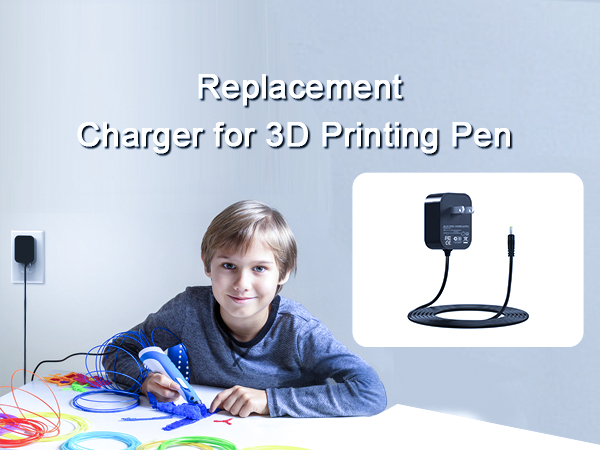 Replacement for SCRIB3D Pen Charger ,Output: DC 5V; Power cord length: 5.9FT.