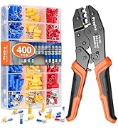 Preciva Crimping Tool Kit for Insulated Wire Connectors, AWG20-10 Ratcheting Wire Terminal Crimpe...