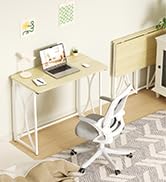 coeztt Folding Table, 31.5" Small Desk for Bedroom, Space Saving Foldable Computer Desk for Home ...