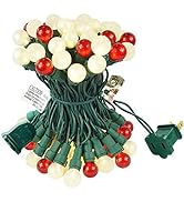 BOHON Christmas Lights Set Multi Color 50LEDs Pearl String Light with G15 Berry Glass Bulbs Globe...