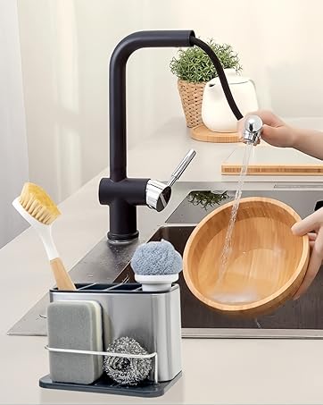 Sponge Holder for Kitchen Sink Organizer Sink Caddy Stainless Steel Rack Dish Brush