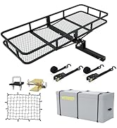 Wildroad Hitch Cargo Carrier Basket Combo 60" x 24" x 6" 500 LBS Folding Trailer Hitch Cargo Carr...