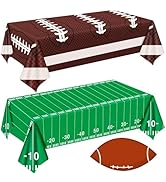 2 Pack Football Tablecloth - Football Party Decorations, Plastic Footballs Table Cover, Disposabl...