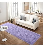 FALARK Soft Lavender Purple Runner Rugs for Bedroom, 2x6 ft Bedside Rug Plush Fluffy Carpets, Sha...