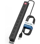 Metal 10 Outlet Mountable Power Strip, BTU Wall Mount Outlet Power Strip Heavy Duty Surge Protect...