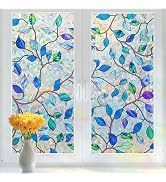 rabbitgoo Window Privacy Film, Stained Cling, Purple Vines, 17.5" x 78.7" | Decorative Window Sti...