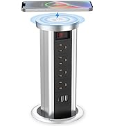 BTU Pop Up Outlet for Countertop, Receptacle Power Strip with USB C &amp; 4 AC Outlet, Pull Popup Out...