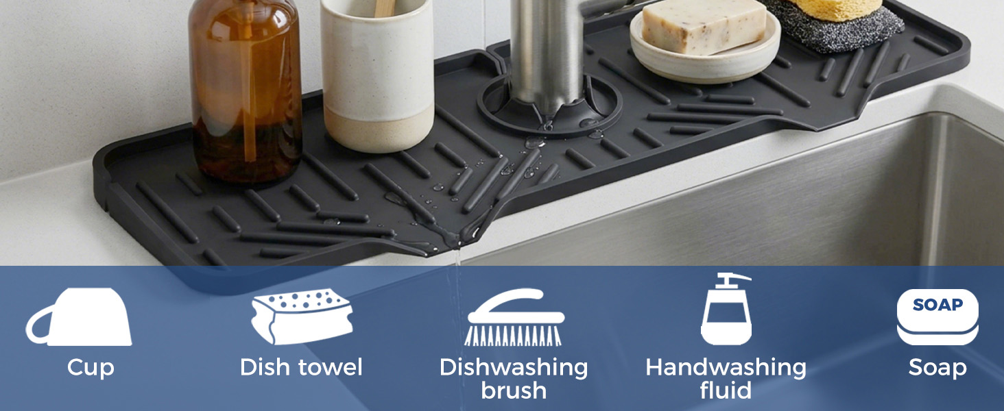 Silicone Faucet Mat Drip Catcher Drying Tray Mat Dish Kitchen Accessories Sink Splash Guard