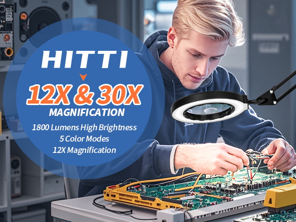 12X 30x workbench light lighted magnifier lighted magnifying glass magnifying light