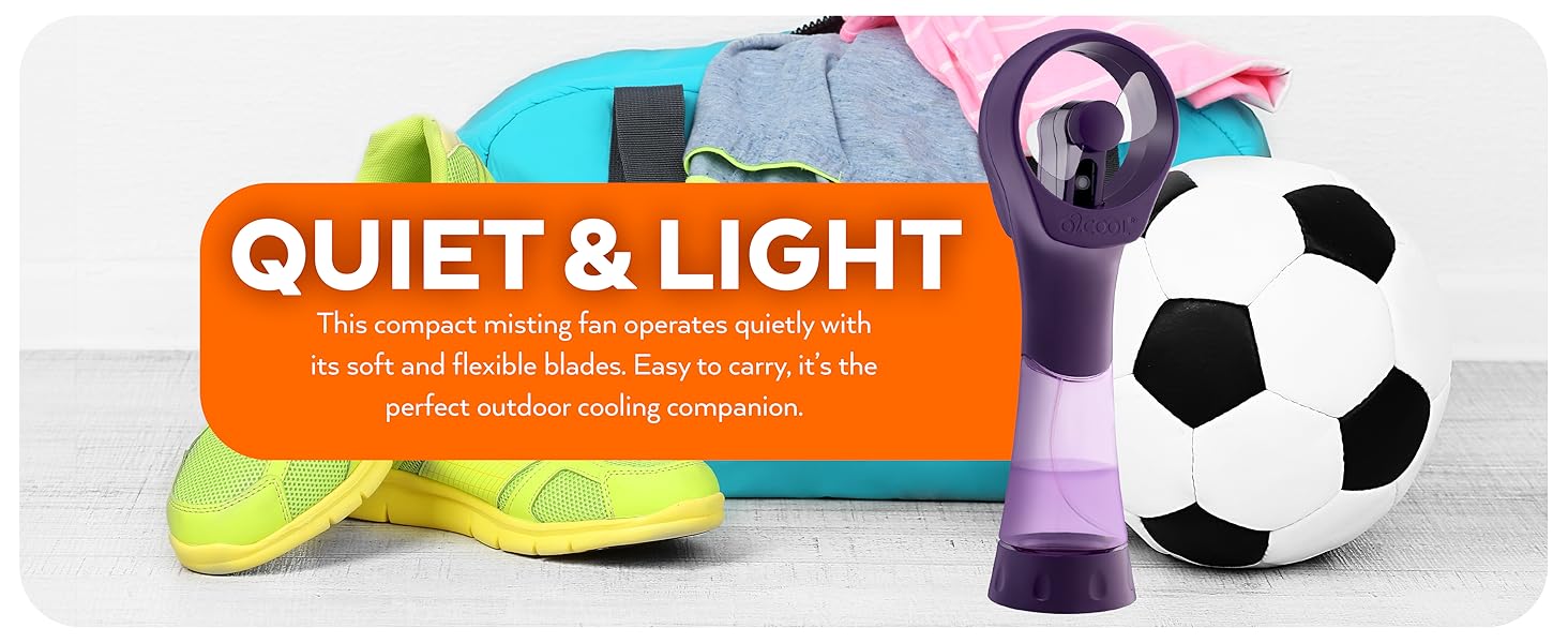 O2Cool Elite Misting Fan Purple Quiet &amp; Light