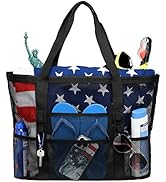 F-color Beach Bag, Mesh Beach Bag Oversized Beach Tote 9 Pockets Beach Towel Bag