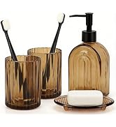 Topsky 4 Pcs Glass Bathroom Accessories Set,13oz Liquid Arch Design Hand Soap Dispenser with Stri...