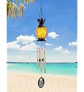 MUMTOP Solar Wind Chime Pineapple Solar LED Light Tropical Windchimes Decorative Hanging Wind Bel...