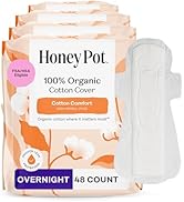 The Honey Pot Company - 48ct - Sanitary Pads for Women - Non-Herbal Overnight w/Wings - Organic C...