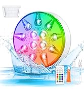Pool Lights with Remote, Waterproof Underwater Rechargeable Submersible LED Lights for Above Grou...