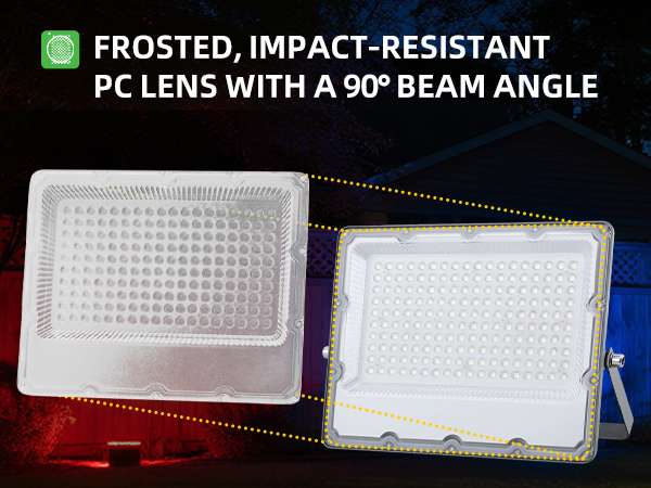 Frosted PC lens with 90° beam angle for glare-free, precise, and comfortable lighting