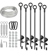 hannger 6 Pcs 30" Long Ground Anchors Shed Anchors Kit with 3/16" Galvanized Cable &amp; Turnbuckles ...