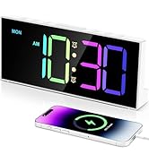 Alarm Clock with Large Display Big Numbers,5 Levels Brightness,Snooze,USB Charging Port,LED and M...