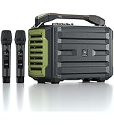 WinBridge K600 200W Portable Bluetooth Party Speaker with 2 Wireless Microphones - IPX4 Waterproo...
