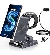 Wireless Charger for Samsung Charging Station with Clock for Samsung Galaxy S25 Ultra/S24/Z Fold ...