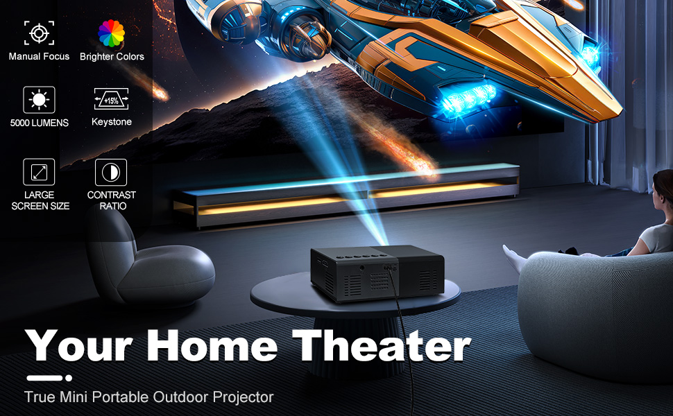 projector;mini projector;portable projector;projector with wifi and bluetooth;projector for bedroom