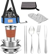 Camping Mess Kit - 1 to 2 persons Camping Dishes includes Cups, Bowls, Knives, Forks, Spoons, Cam...