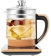 1.8L Multifunctional Glass Kettle, 110V 800W, White, with Strainer and Egg Steamer, 12-Mode Maker...
