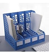 M&amp;G Magazine File Holder Organizer for Desk, 4 Compartments Plastic File Folder Holder Book Organ...