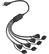 KUNCAN 4-Outlet Power Splitter Cord - 3 Prong 1 to 4 Way Male to Female Multi Plug Adapter, 1.5FT...