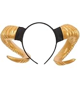 Toddmomy Gothic Sheep Horn Headband, Golden Devil Horn Headpiece for Halloween Cosplay Party, Hai...