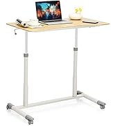 Tangkula Mobile Standing Desk Computer Desk, Height Adjustable Stand Up Desk with 4 Wheels, Rolli...