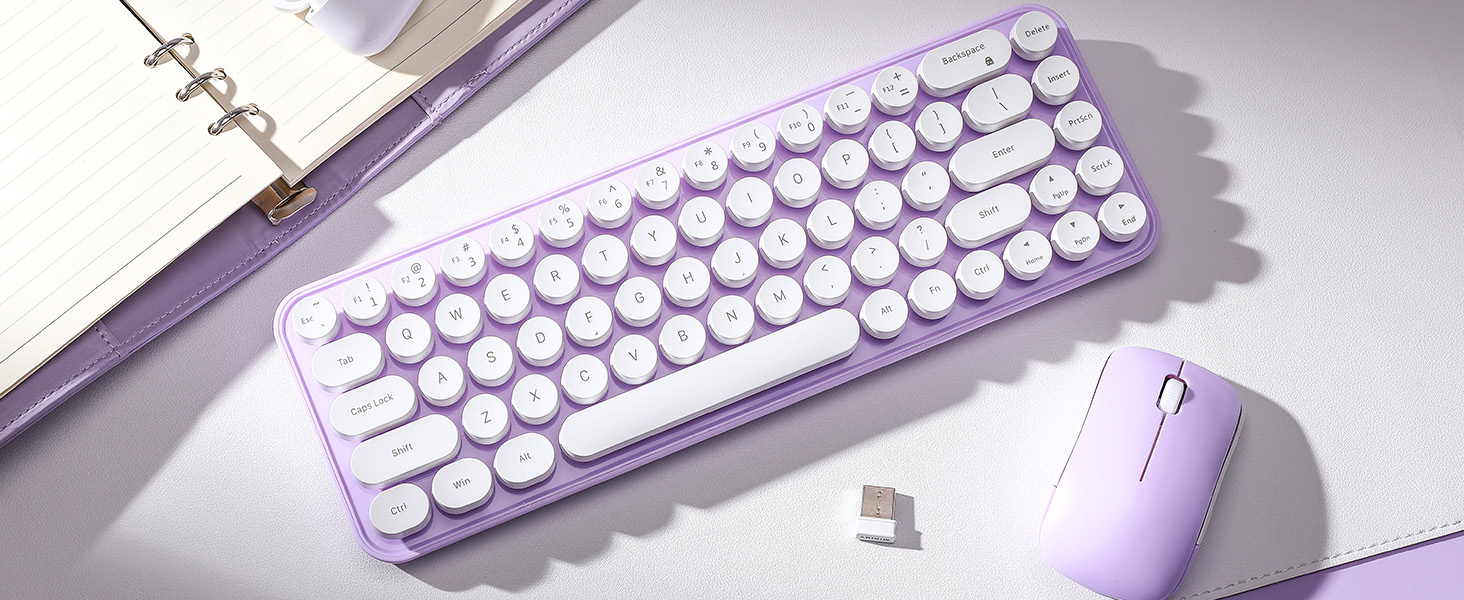 i68 Wireless Typewriter Keyboard and Mouse Combo