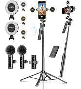 USKEYVISION Content Creator Essentials,Vlogging Kit w/Light &amp; Mic(R01 Kit) | for iPhone&amp;Android,F...