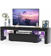 JUMMICO TV Stand with LED Lights, Modern Entertainment Center Media and Open Shelf Console Table ...