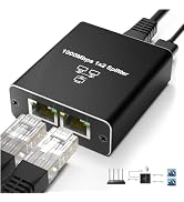 Gigabit Ethernet Splitter 1 to 2, LAN Cable Splitters High Speed 1000Mbps RJ45 Ethernet Switch wi...