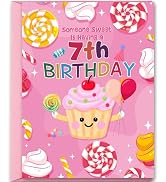 Hongshan Cute 7th Birthday Card for Girl,Seven Years Old Bday Gift Card for Daughter Granddaughte...
