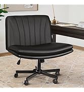 LEMBERI Office Chair, Black | Faux Leather | Mid Back | Swivel | Office, Make Up, Small Space, Be...