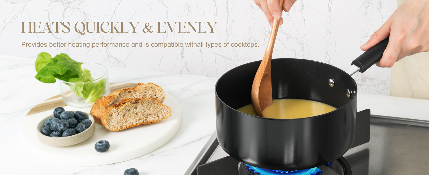 small sauce pan heats quickly heats evenly