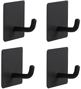 Vanloory Bath Towel Hooks, 4 Pack Strong Self Adhesive Coat/Clothes Hooks, No Drilling Sticky Hoo...