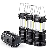 4 Pack Solar USB Rechargeable 3 AA Power Brightest COB LED Camping Lantern with Magnetic Base, Ch...