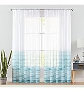 jinchan Sheer Curtains for Living Room Ombre Color Light Filtering Sheer Curtain Reversible Desig...