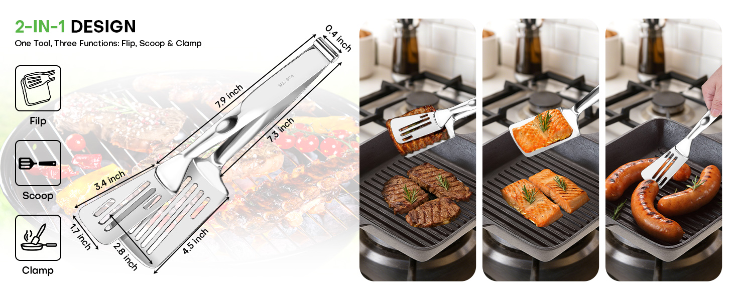2-in-1 Detachable Design Kitchen Tongs
