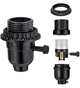 UL Listed E26 Light Socket, Threaded Lamp Socket Replacement with ON/Off Switch Medium Base Lamp ...