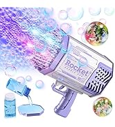 SHCKE 69 Holes Rocket Bubble Gun with Colorful Lights/Bubble Solution,Bubble Machine Gun, Bubble ...