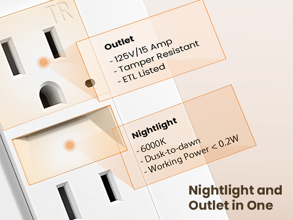outlet with 6000k nightlight