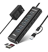 Rosonway 8 Ports Powered USB 3.2/USB C Hub with 6 USB-A 3.2 Ports 10Gbps, SD/TF Card Readers, 3.3...