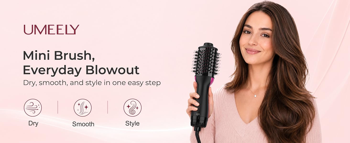dual voltage mini travel hair dryer brush