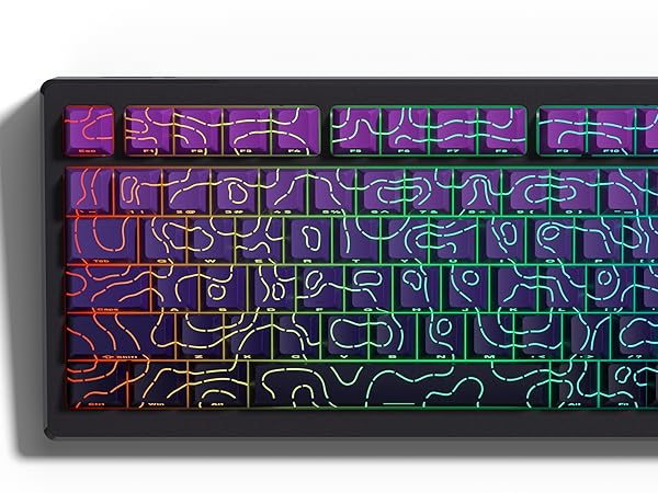 Double Shot PBT keycaps Set purple Topographic Shine Through keycaps Cherry Profile Key caps